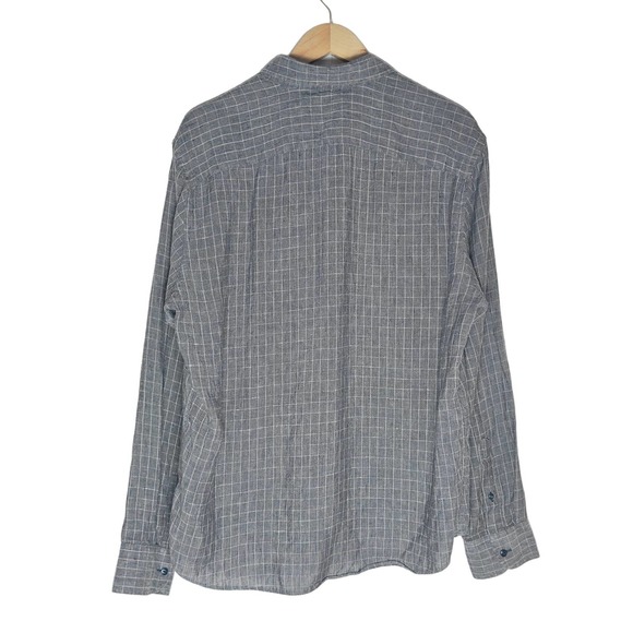 UNTUCKit | Men | Chauvin Gray Checker 100% Linen Button Up Shirt | Size Large - Picture 2 of 11